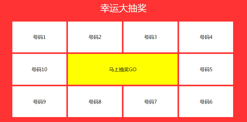 jQuery简单的九宫格幸运大抽奖代码