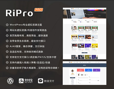 RiPro6.3.8日主题修复版 WordPress资源下载站主题模板 去后门和加密