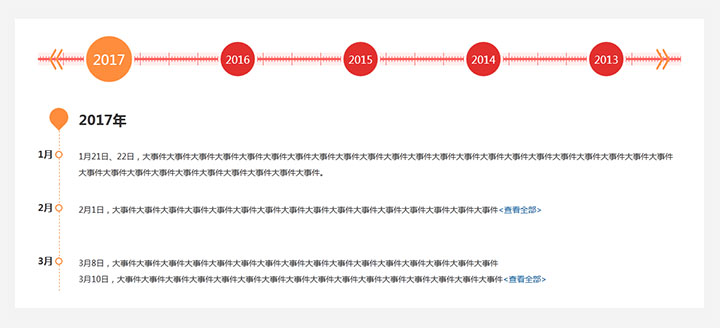 jQuery水平滚动企业发展大事件时间轴代码